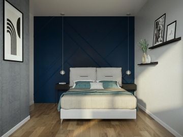 Ložnice s "3D" lištovou stěnou