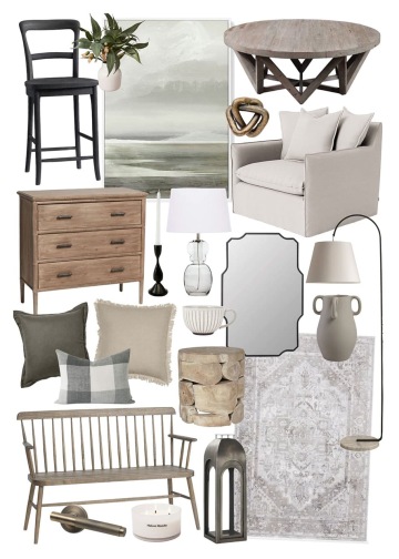 "Mood board" typického nábytku a doplňků